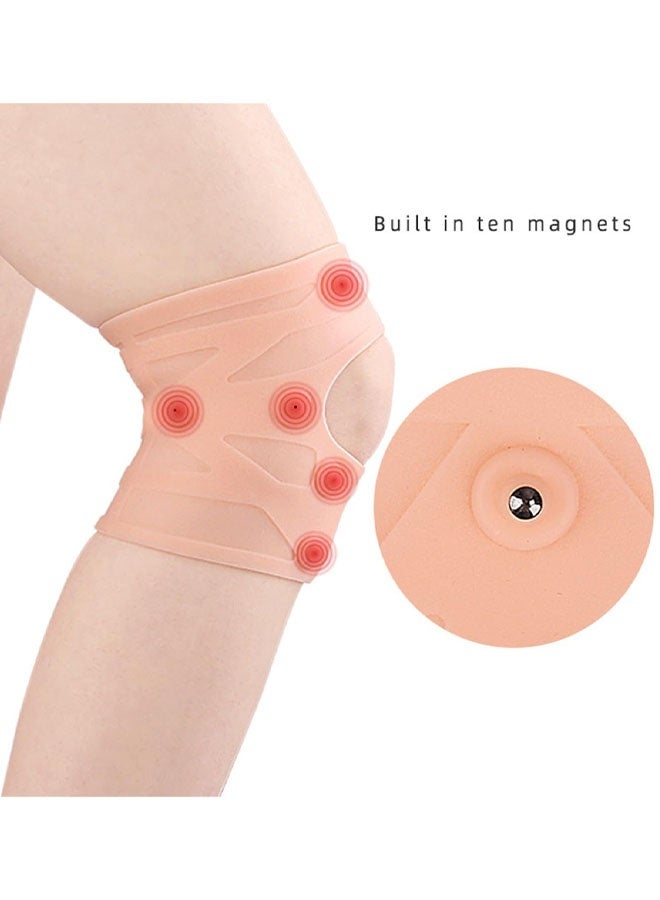 وسادات دعامة للركبة من السيليكون قابلة للتنفس، مثبت للركبة مفتوح، أكمام ضغط مغناطيسية للركبة، وسادات حماية للركبة للتعافي من إصابة الأربطة (نمط طويل) - Image 5